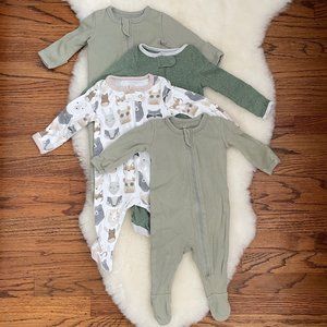 O2Baby Baby Organic Cotton Zipper Pajamas Size 0-3 months